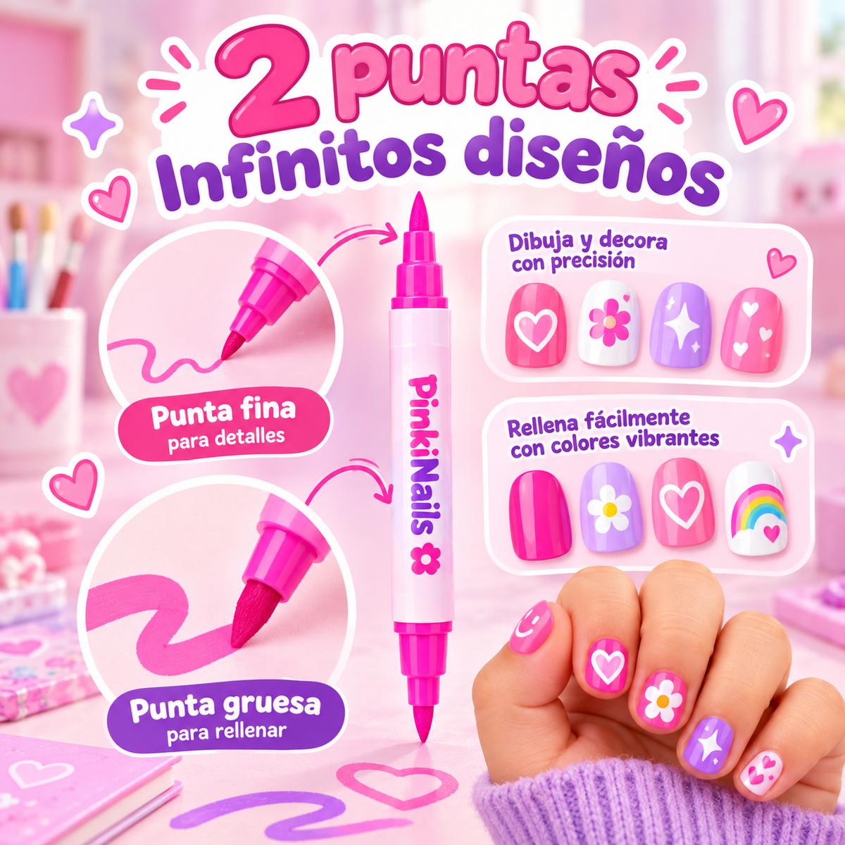 PinkiNails™ – Kit para Decorar Uñas